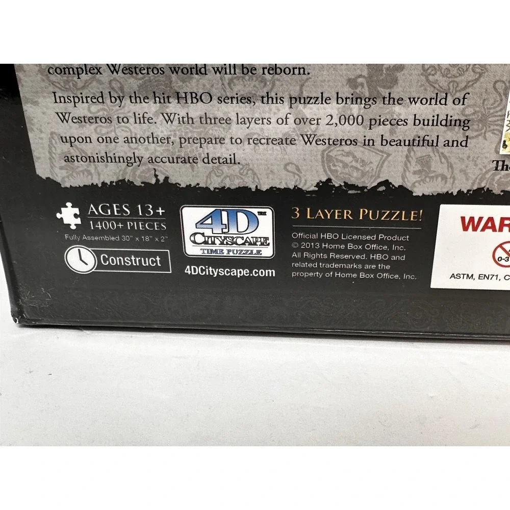 4D Cityscape Game of Thrones: 3D Map Puzzle of Westeros NEW SEALED